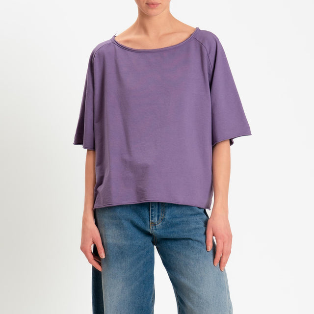 Zeroassoluto-Felpa light taglio vivo manica scesa - lavanda