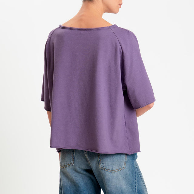 Zeroassoluto-Felpa light taglio vivo manica scesa - lavanda