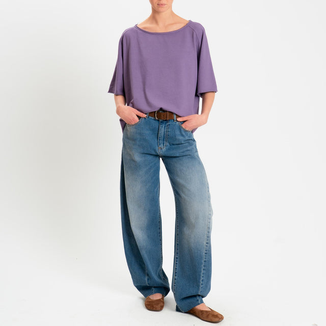 Zeroassoluto-Felpa light taglio vivo manica scesa - lavanda