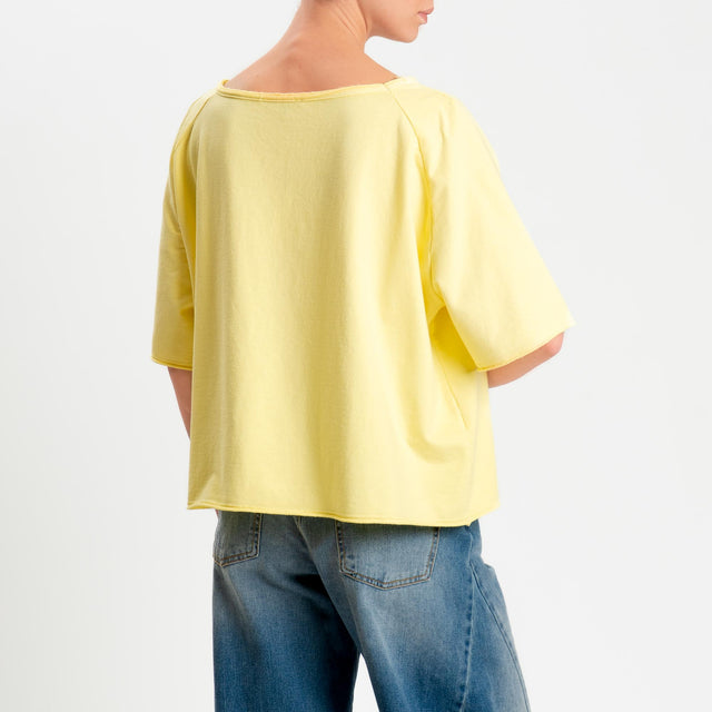 Zeroassoluto-Felpa light taglio vivo manica scesa - yellow