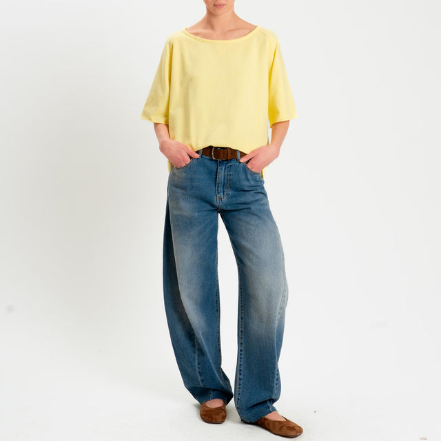 Zeroassoluto-Felpa light taglio vivo manica scesa - yellow