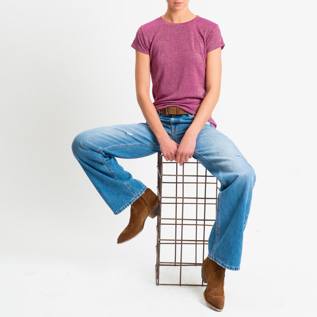 Zeroassoluto-T-shirt lurex a costine - ametista