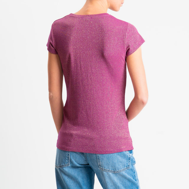 Zeroassoluto-T-shirt lurex a costine - ametista