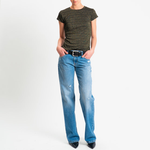 Zeroassoluto-T-shirt lurex a costine - nero