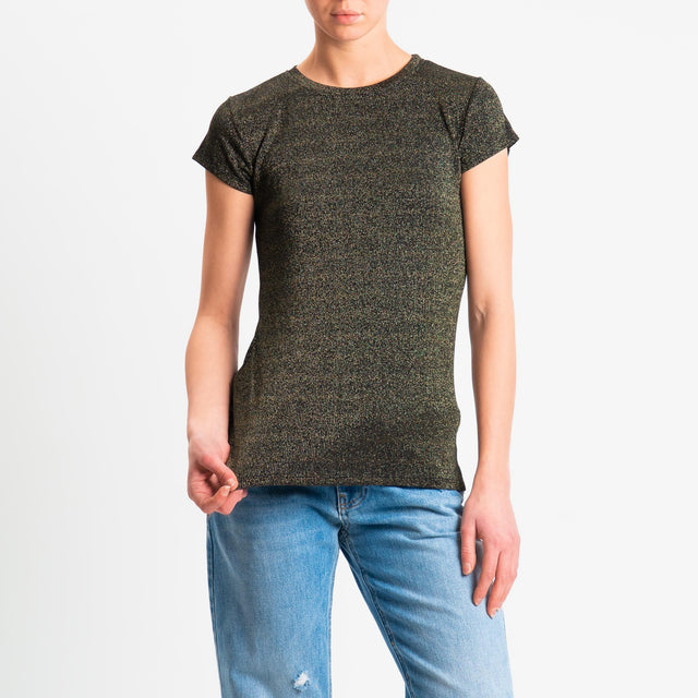 Zeroassoluto-T-shirt lurex a costine - nero