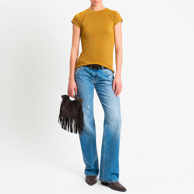 Zeroassoluto-T-shirt lurex a costine - Senape