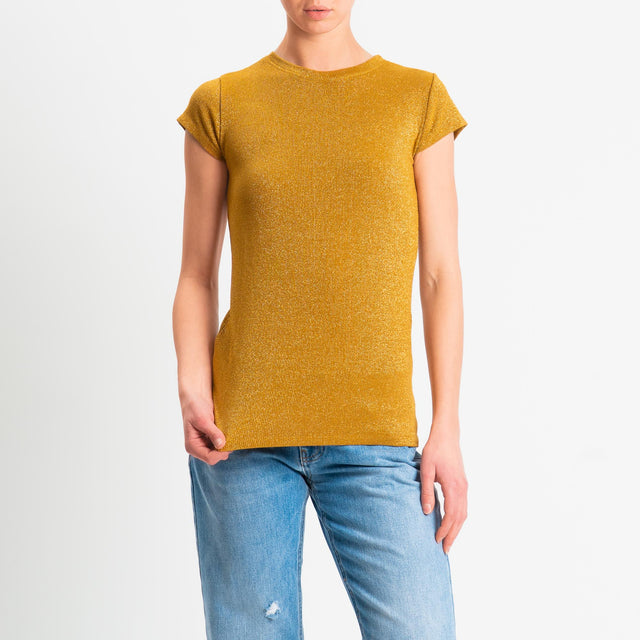 Zeroassoluto-T-shirt lurex a costine - Senape