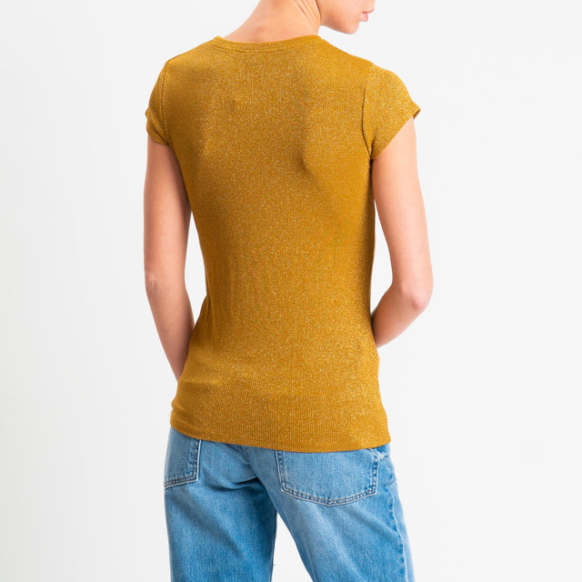 Zeroassoluto-T-shirt lurex a costine - Senape
