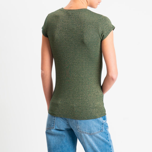 Zeroassoluto-T-shirt lurex a costine - verde bottiglia