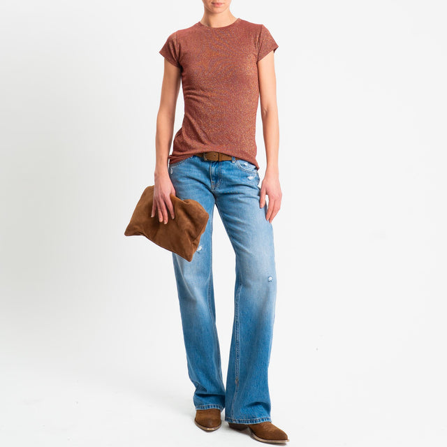 Zeroassoluto-T-shirt lurex a costine - vino