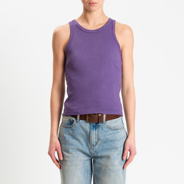 Zeroassoluto-Top a costine scollo americana cotone elasticizzato - purple