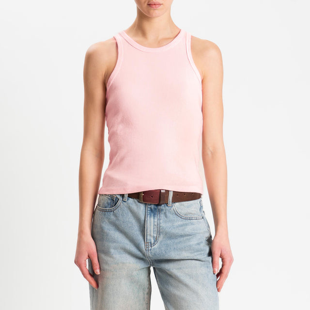 Zeroassoluto-Top a costine scollo americana cotone elasticizzato - pink