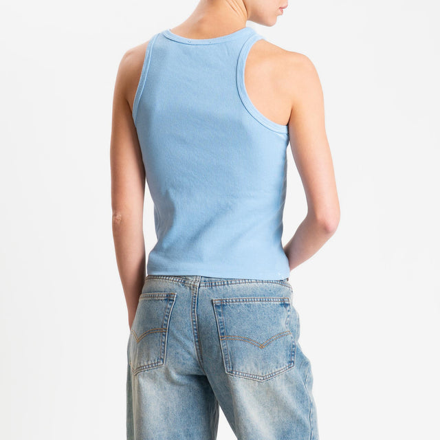 Zeroassoluto-Top a costine scollo americana cotone elasticizzato - sky