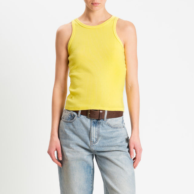 Zeroassoluto-Top a costine scollo americana cotone elasticizzato - yellow