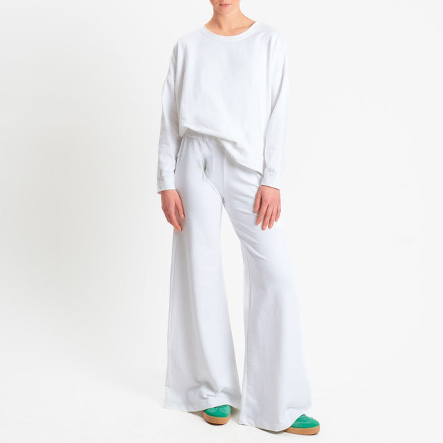 Zeroassoluto-Pantalone bootcut fit felpa light - bianco