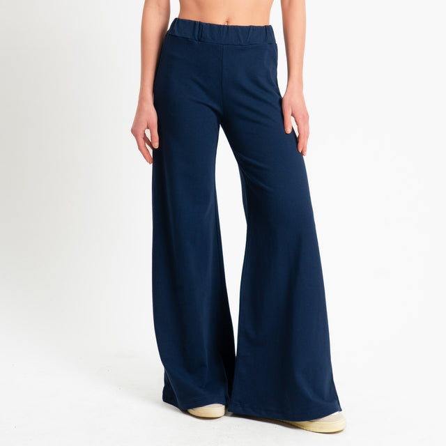 Zeroassoluto-Pantalone bootcut fit felpa light - Blu