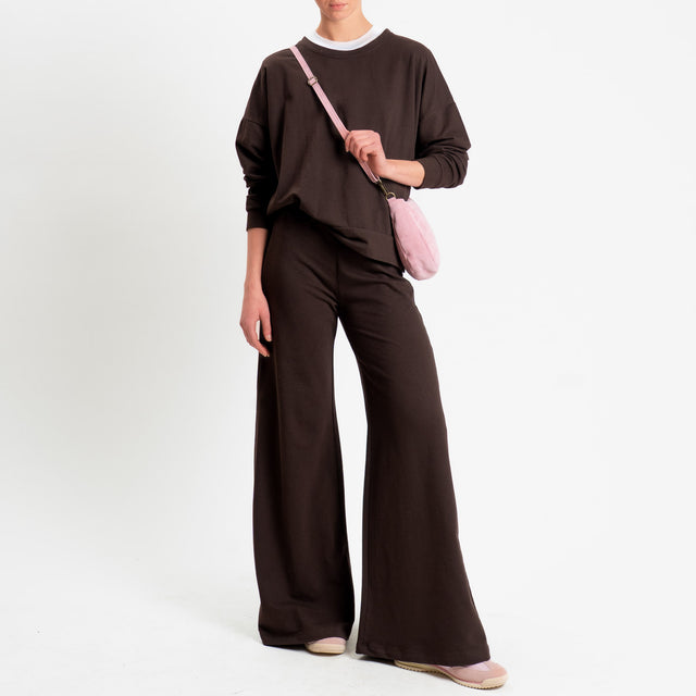 Zeroassoluto-Pantalone bootcut fit felpa light - choco