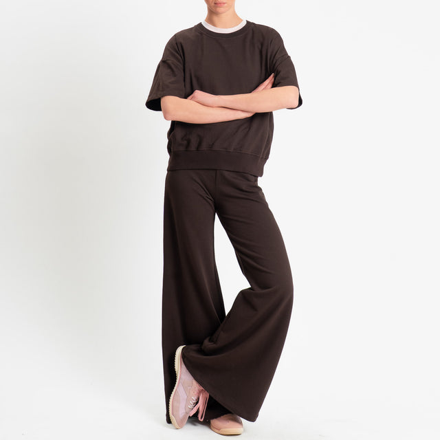 Zeroassoluto-Pantalone bootcut fit felpa light - choco