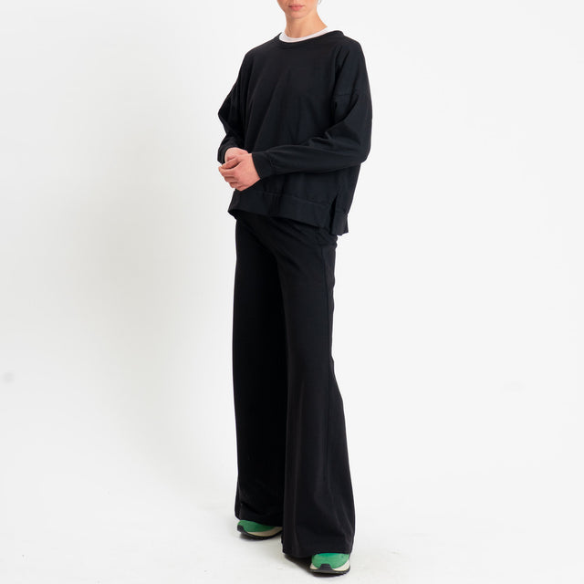 Zeroassoluto-Pantalone bootcut fit felpa light - nero