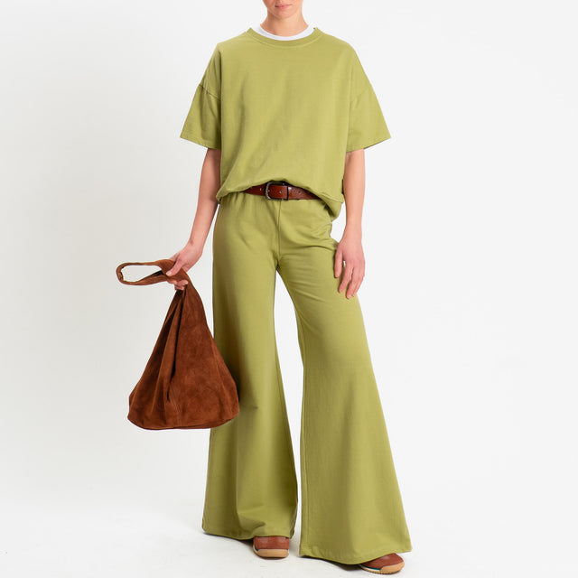 Zeroassoluto-Pantalone bootcut fit felpa light - pistacchio