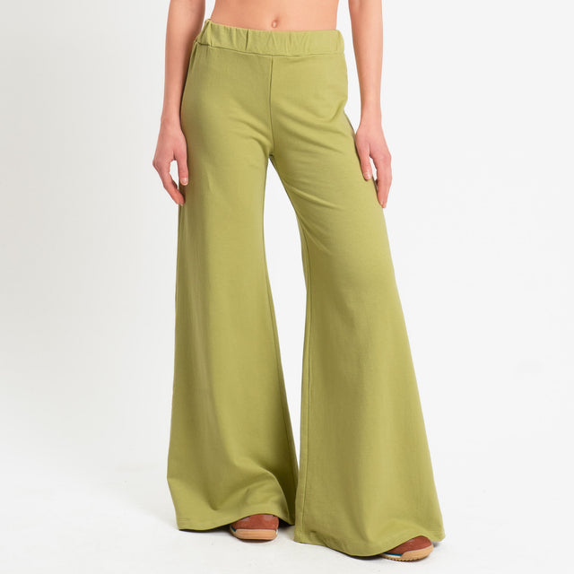 Zeroassoluto-Pantalone bootcut fit felpa light - pistacchio