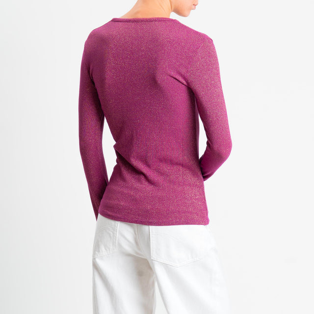Zeroassoluto-T-shirt scollo v con lurex - ametista