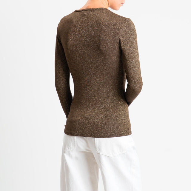 Zeroassoluto-T-shirt scollo v con lurex - moro