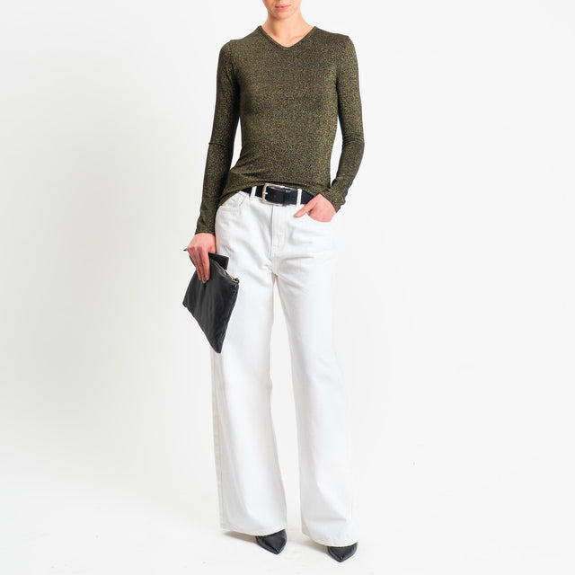 Zeroassoluto-T-shirt scollo v con lurex - nero