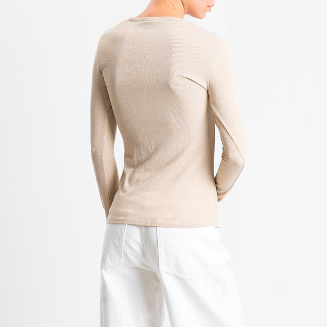 Zeroassoluto-T-shirt scollo v con lurex - oro