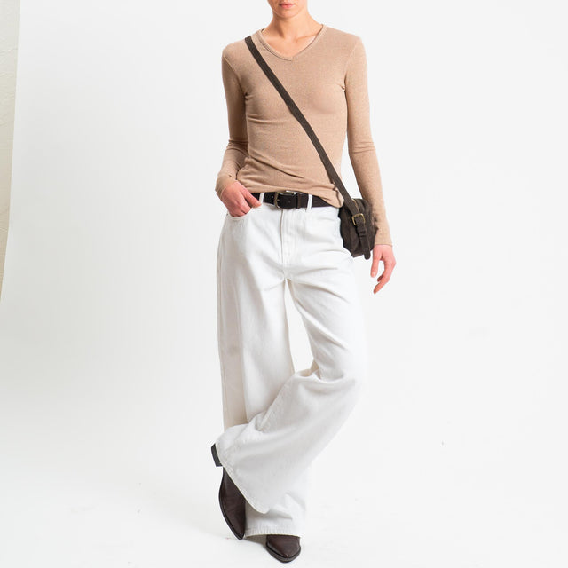 Zeroassoluto-T-shirt scollo v con lurex - rosa