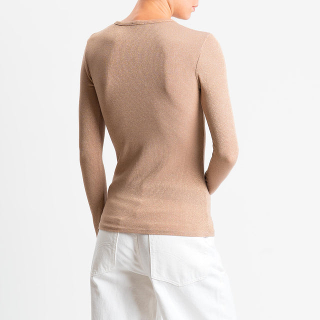 Zeroassoluto-T-shirt scollo v con lurex - rosa