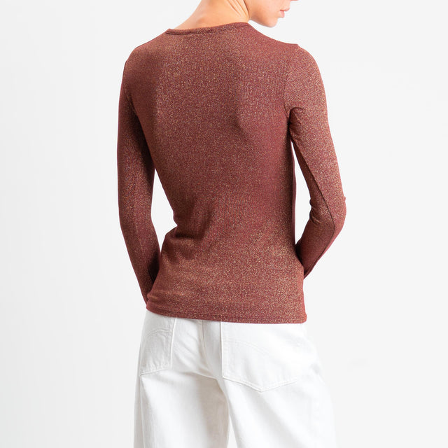 Zeroassoluto-T-shirt scollo v con lurex - vino