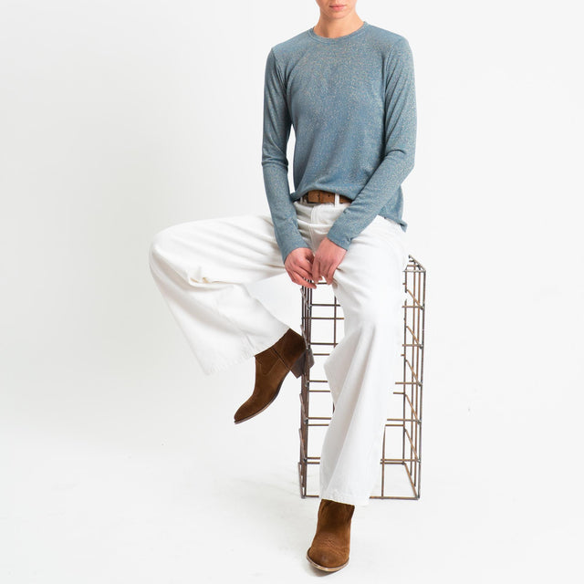 Zeroassoluto-T-shirt girocollo con lurex - avio