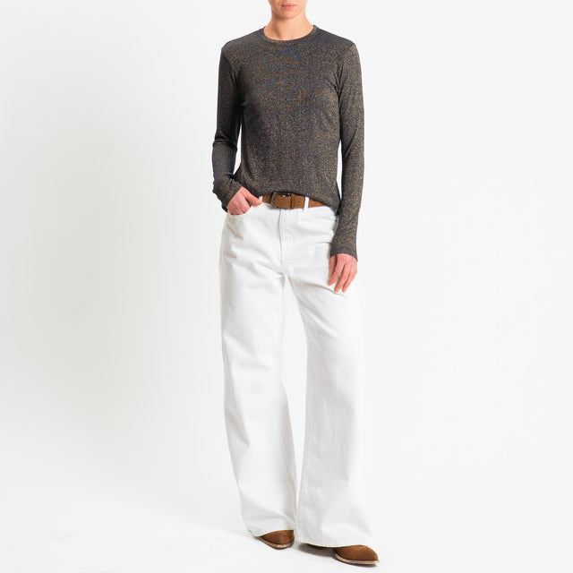 Zeroassoluto-T-shirt girocollo con lurex - blu