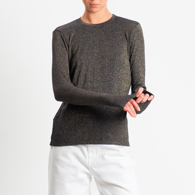 Zeroassoluto-T-shirt girocollo con lurex - blu