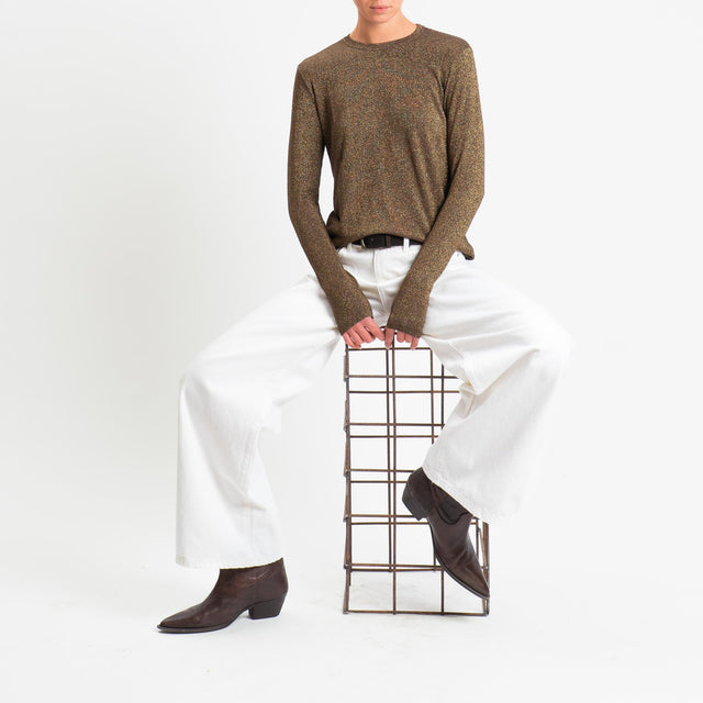 Zeroassoluto-T-shirt girocollo con lurex - moro