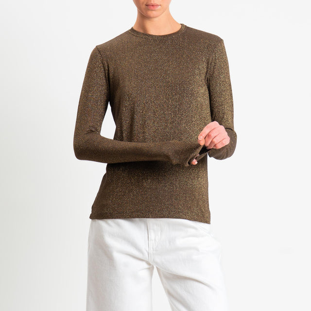 Zeroassoluto-T-shirt girocollo con lurex - moro