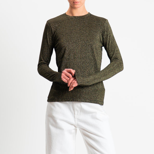 Zeroassoluto-T-shirt girocollo con lurex - nero