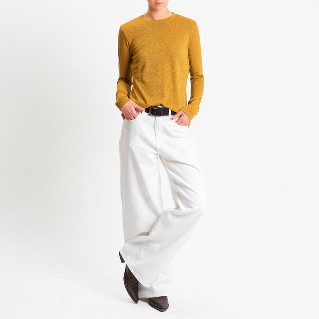 Zeroassoluto-T-shirt girocollo con lurex - Senape