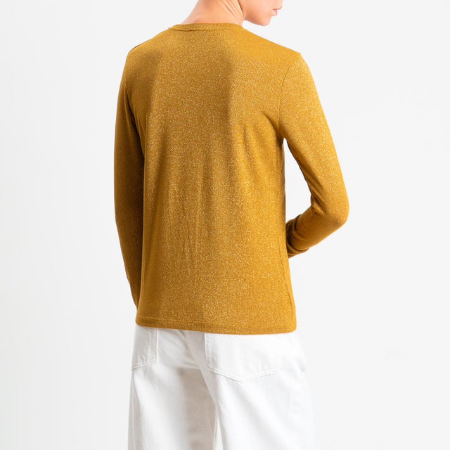 Zeroassoluto-T-shirt girocollo con lurex - Senape