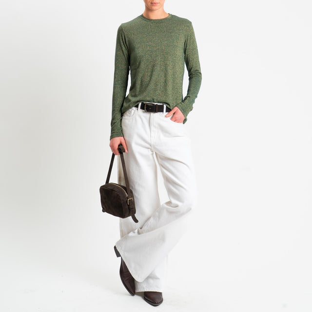 Zeroassoluto-T-shirt girocollo con lurex - verde bottiglia