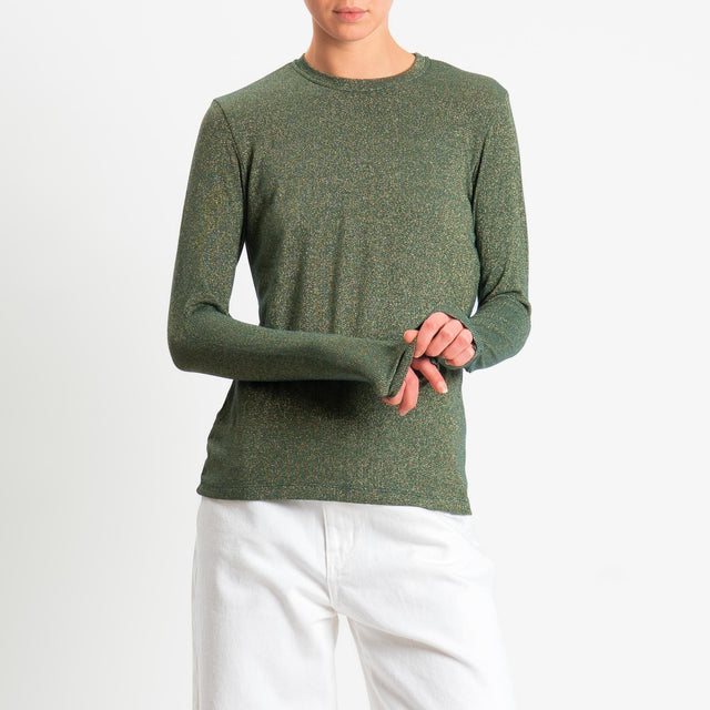 Zeroassoluto-T-shirt girocollo con lurex - verde bottiglia