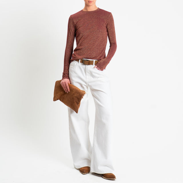 Zeroassoluto-T-shirt girocollo con lurex - vino