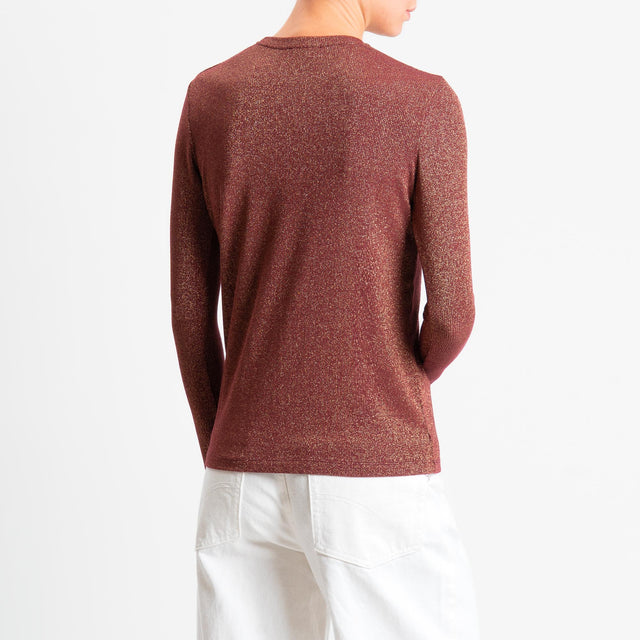 Zeroassoluto-T-shirt girocollo con lurex - vino