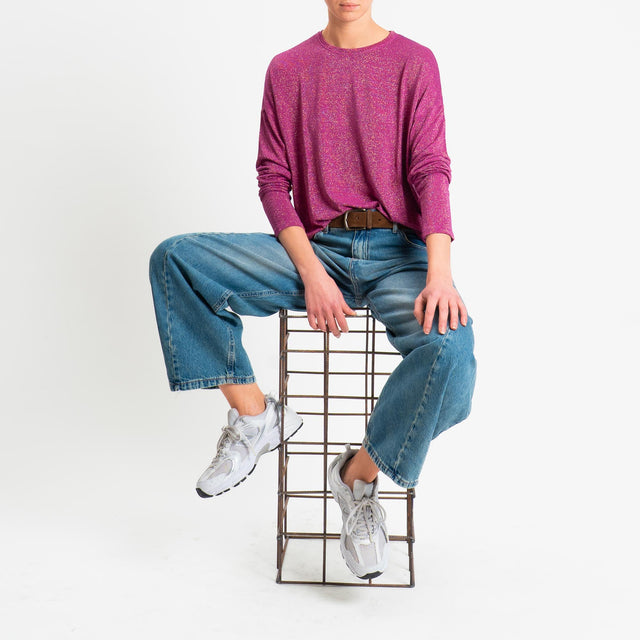 Zeroassoluto-T-shirt girocollo a scatola con lurex - ametista