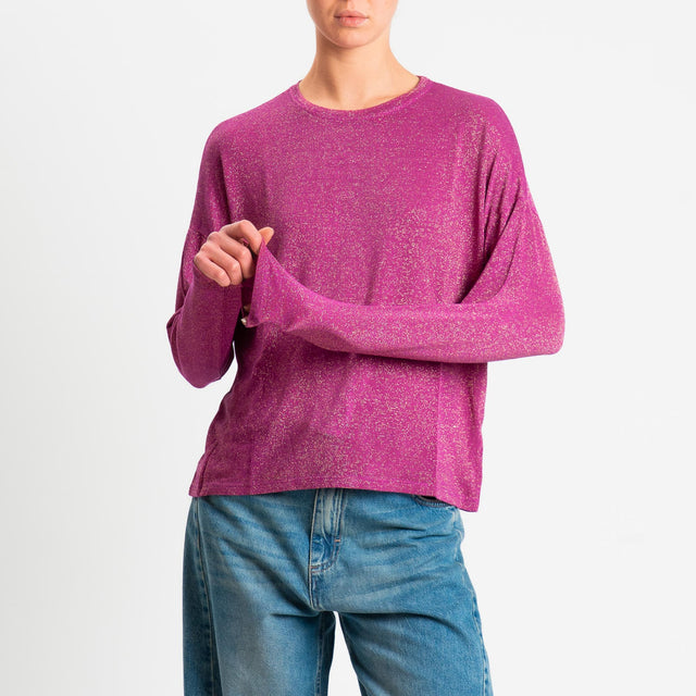 Zeroassoluto-T-shirt girocollo a scatola con lurex - ametista