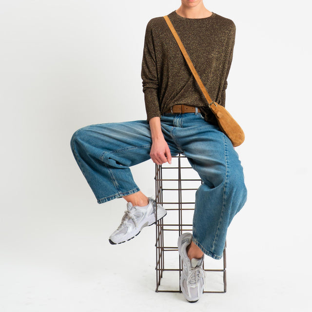 Zeroassoluto-T-shirt girocollo a scatola con lurex - moro