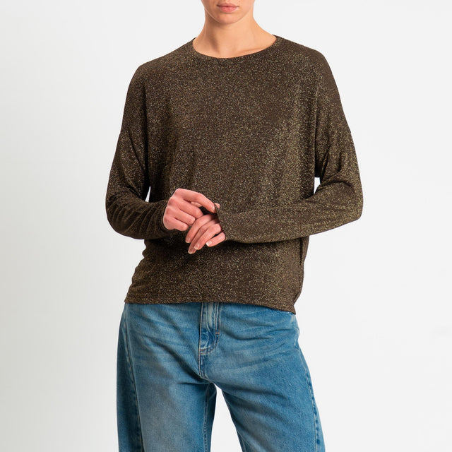 Zeroassoluto-T-shirt girocollo a scatola con lurex - moro