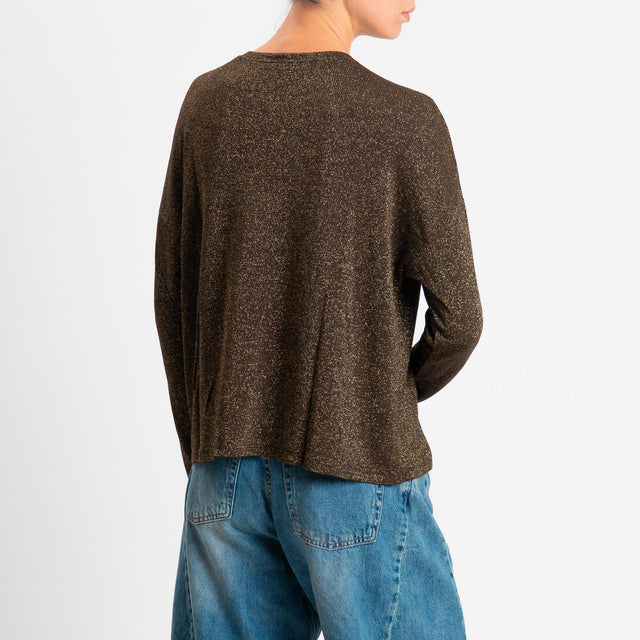 Zeroassoluto-T-shirt girocollo a scatola con lurex - moro