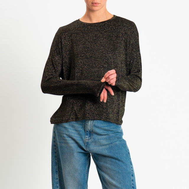 Zeroassoluto-T-shirt girocollo a scatola con lurex - nero